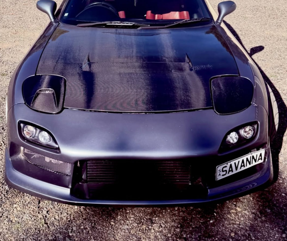 Mazda FD RX7 FD3S APF carbon fiber/ FRP head light covers/Vented Carbon Fiber light covers