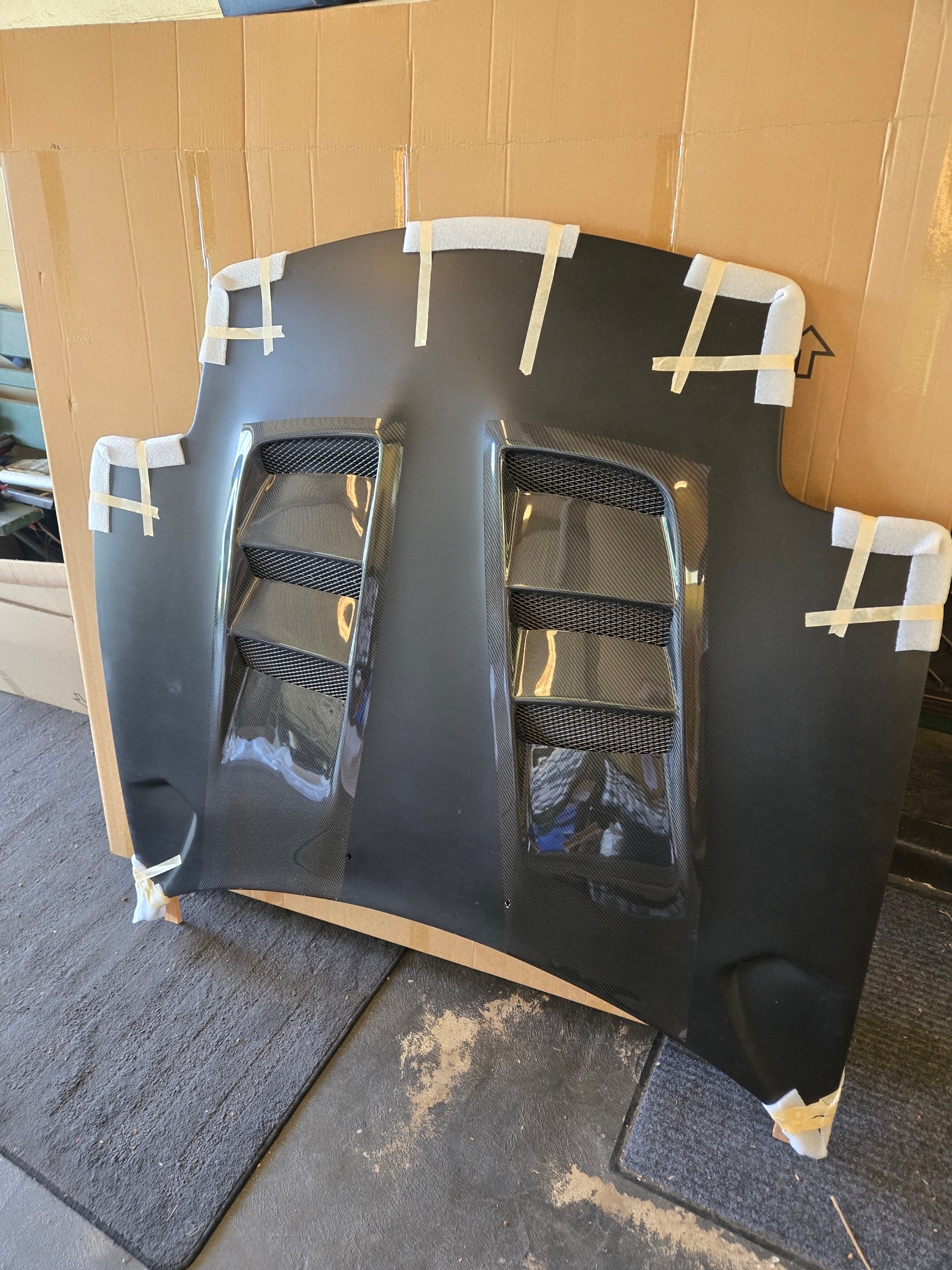 Mazda RX7 FD3S FRP Vented Hood with Carbon vents (Type R1 AD9
